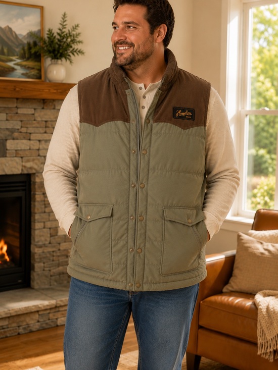Howler Brothers Other - Howler Brothers Olive & Brown Quilted Vest